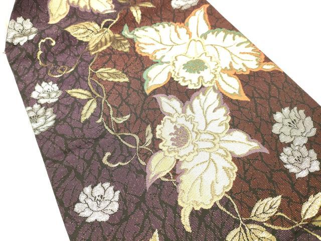 平和屋着物●つけ帯 蔦保は花文 金銀糸 正絹 逸品 DAAW4349cm