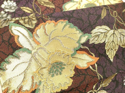 平和屋着物●つけ帯 蔦保は花文 金銀糸 正絹 逸品 DAAW4349cm