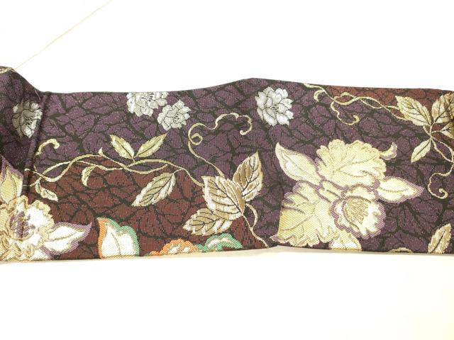 平和屋着物●つけ帯 蔦保は花文 金銀糸 正絹 逸品 DAAW4349cm