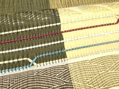 平和屋着物▽六通柄袋帯 スリーシーズン 春夏秋 櫛織 抽象文様 正絹 逸品 DAAW4354cm