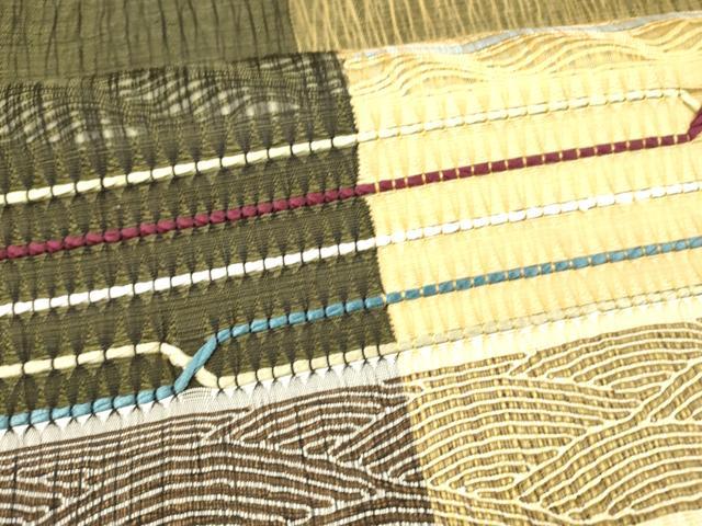 平和屋着物▽六通柄袋帯 スリーシーズン 春夏秋 櫛織 抽象文様 正絹 逸品 DAAW4354cm