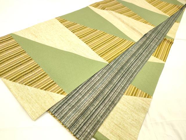 平和屋着物●両面　全通柄袋帯　紬地　切嵌　花間道　正絹　逸品　DAAW4358cm