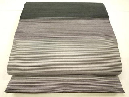 平和屋着物●両面　全通柄袋帯　紬地　霞文　抽象文様　正絹　逸品　DAAW4369cm