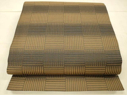 平和屋着物●両面　全通柄袋帯　紬地　霞文　抽象文様　正絹　逸品　DAAW4369cm