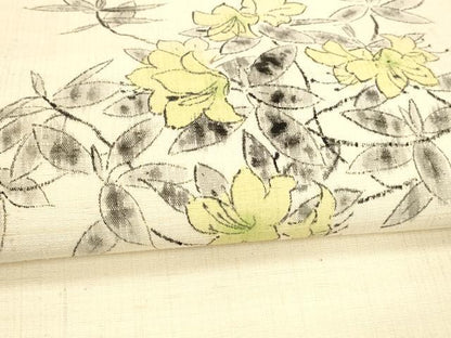 平和屋着物●九寸名古屋帯 作家物 手描き 紬地 草花文 逸品 DAAW4374cm
