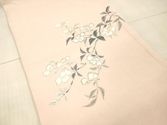 平和屋着物●太鼓柄袋帯 紬地 総刺繍 枝花文 正絹 逸品 DAAW4377cm