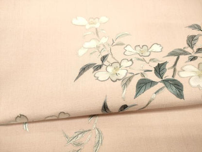 平和屋着物●太鼓柄袋帯 紬地 総刺繍 枝花文 正絹 逸品 DAAW4377cm