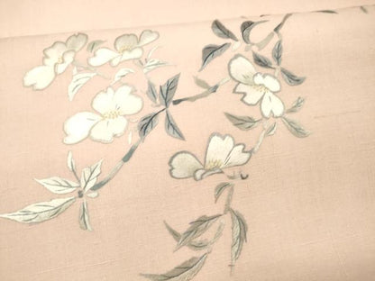 平和屋着物●太鼓柄袋帯 紬地 総刺繍 枝花文 正絹 逸品 DAAW4377cm