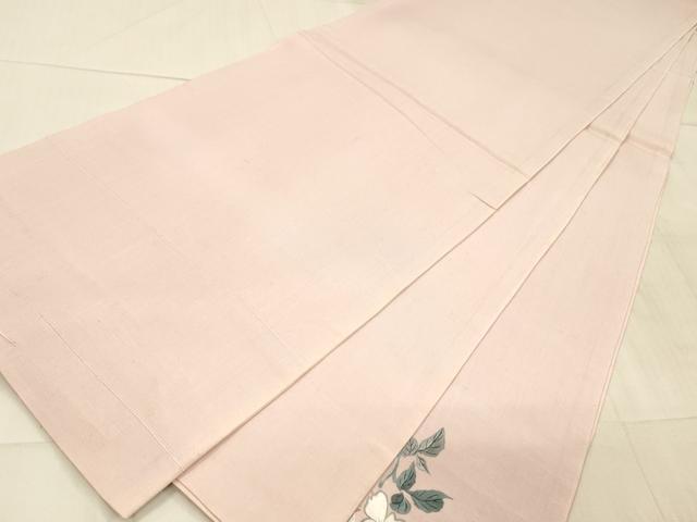 平和屋着物●太鼓柄袋帯 紬地 総刺繍 枝花文 正絹 逸品 DAAW4377cm