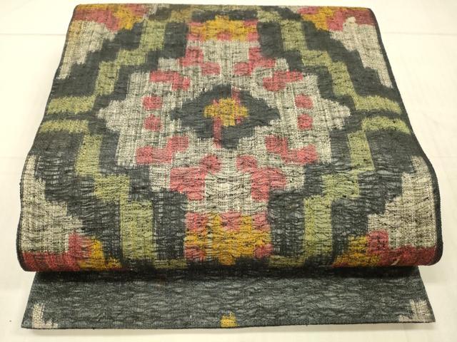 平和屋着物▽六通柄袋帯 スリーシーズン 春夏秋 抽象花文 正絹 逸品 DAAW4379cm