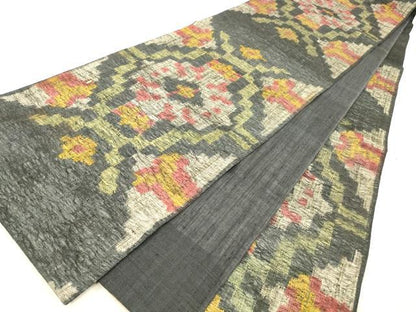 平和屋着物▽六通柄袋帯 スリーシーズン 春夏秋 抽象花文 正絹 逸品 DAAW4379cm