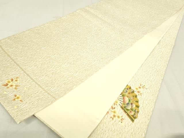 平和屋着物●太鼓柄袋帯 流水扇面花文 金銀彩 正絹 逸品 DAAW4434cm