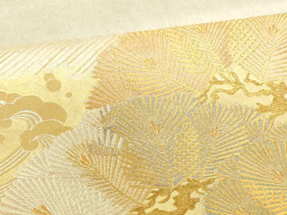 平和屋着物●六通柄袋帯 卸園 蒔絵松渡文 金銀糸 正絹 逸品 DAAW4439cm