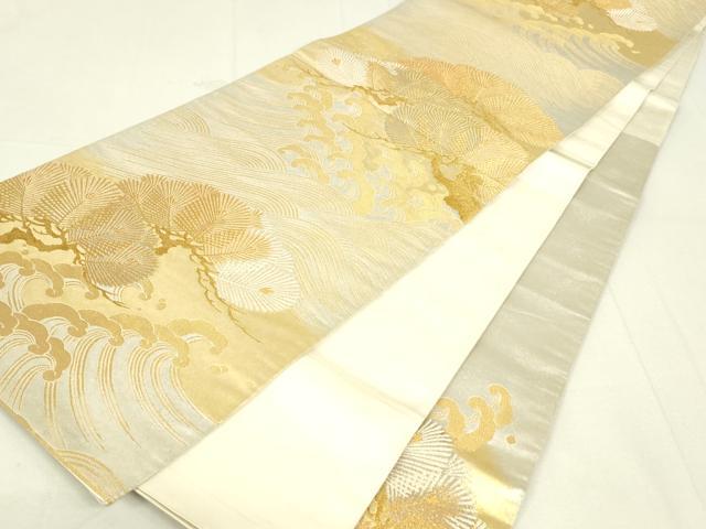 平和屋着物●六通柄袋帯 卸園 蒔絵松渡文 金銀糸 正絹 逸品 DAAW4439cm