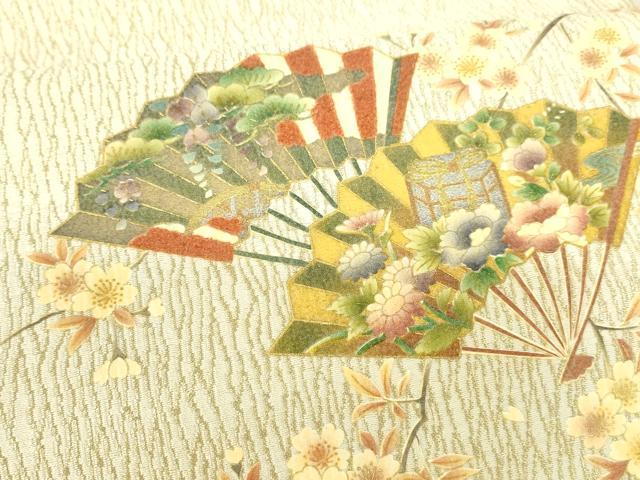 平和屋着物●太鼓柄袋帯　流水扇面花文　金銀彩　正絹　逸品　DAAW4443cm