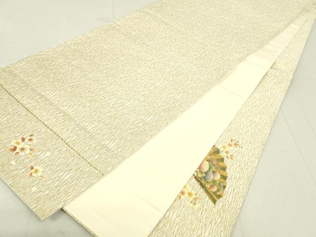 平和屋着物●太鼓柄袋帯　流水扇面花文　金銀彩　正絹　逸品　DAAW4443cm