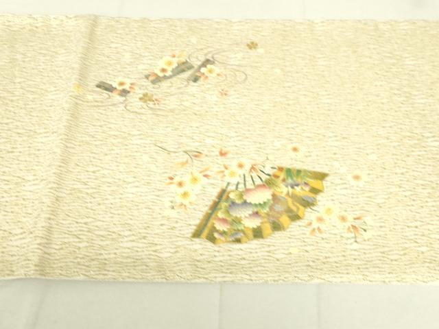 平和屋着物●太鼓柄袋帯　流水扇面花文　金銀彩　正絹　逸品　DAAW4443cm