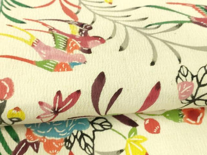 平和屋着物●九寸名古屋帯 紅型 花鳥文 正絹 逸品 DAAW4458cm