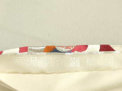 平和屋着物●人間国宝 芹沢圭介 型絵染 六通柄袋帯 雛絵図 銀糸 正絹 逸品 DAAW4483cm
