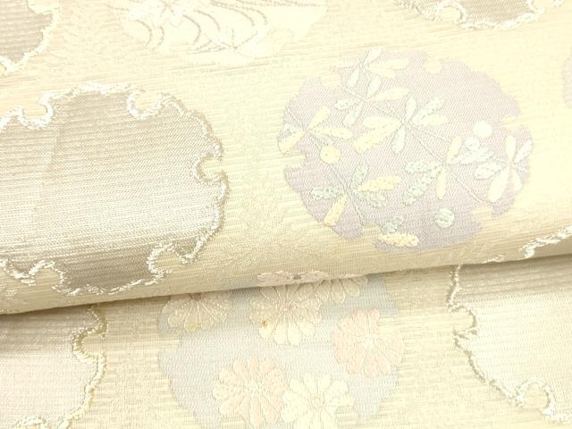 平和屋着物＊夏物　六通柄袋帯　雪輪草花文　金銀糸　正絹　逸品　DAAW4485cm