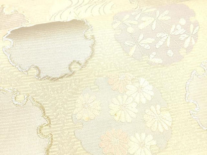 平和屋着物＊夏物　六通柄袋帯　雪輪草花文　金銀糸　正絹　逸品　DAAW4485cm