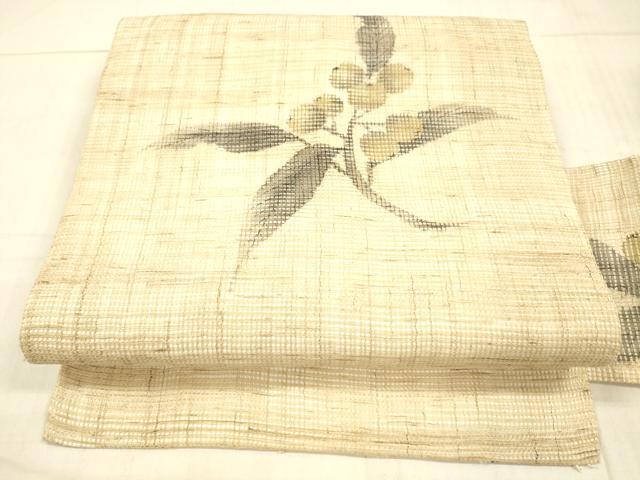 平和屋着物＊夏物 九寸名古屋帯 南天文 麻 逸品 DAAW4487cm