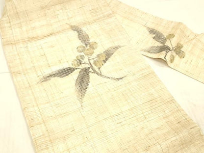 平和屋着物＊夏物 九寸名古屋帯 南天文 麻 逸品 DAAW4487cm