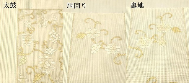 平和屋着物＊夏物 絽綴れ 八寸名古屋帯 花唐草文 正絹 逸品 DAAW4488cm