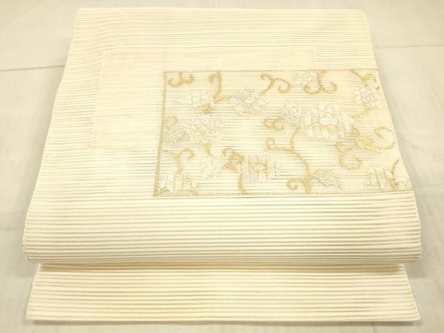 平和屋着物＊夏物 絽綴れ 八寸名古屋帯 花唐草文 正絹 逸品 DAAW4488cm