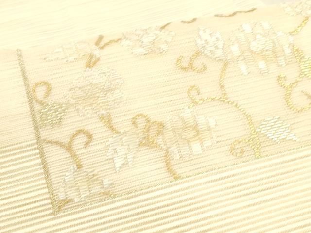 平和屋着物＊夏物 絽綴れ 八寸名古屋帯 花唐草文 正絹 逸品 DAAW4488cm
