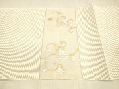 平和屋着物＊夏物 絽綴れ 八寸名古屋帯 花唐草文 正絹 逸品 DAAW4488cm
