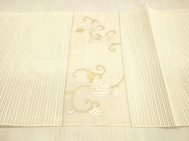 平和屋着物＊夏物 絽綴れ 八寸名古屋帯 花唐草文 正絹 逸品 DAAW4488cm