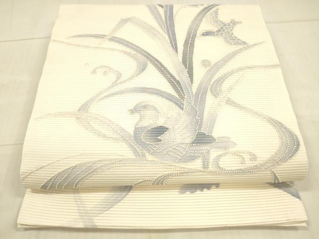 平和屋着物＊夏物 中国三大刺繍 相良刺繍 九寸開き名古屋帯 鴛鴦流水草葉文 正絹 逸品 DAAW4489cm