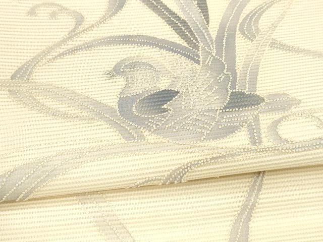 平和屋着物＊夏物 中国三大刺繍 相良刺繍 九寸開き名古屋帯 鴛鴦流水草葉文 正絹 逸品 DAAW4489cm