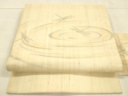 平和屋着物＊夏物 九寸名古屋帯 手描き 流水蜻蛉文 正絹 逸品 DAAW4493cm