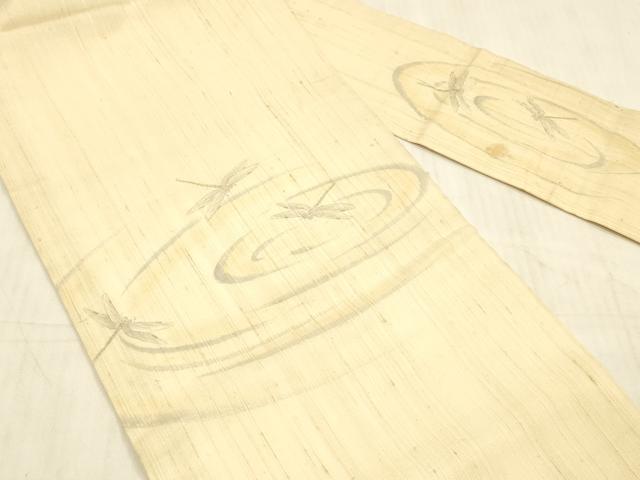 平和屋着物＊夏物 九寸名古屋帯 手描き 流水蜻蛉文 正絹 逸品 DAAW4493cm