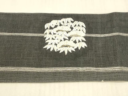 平和屋着物＊夏物　九寸名古屋帯　刺繍　草葉松文　金銀糸　正絹　逸品　DAAW4496cm