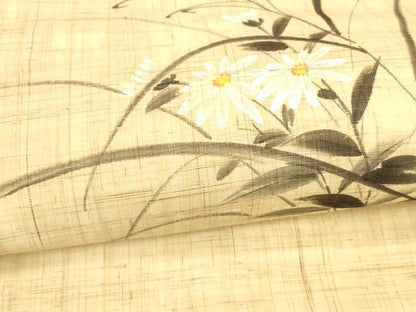 平和屋着物＊夏物 九寸名古屋帯 手描き 草花文 麻 逸品 DAAW4497cm