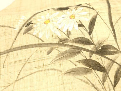 平和屋着物＊夏物 九寸名古屋帯 手描き 草花文 麻 逸品 DAAW4497cm