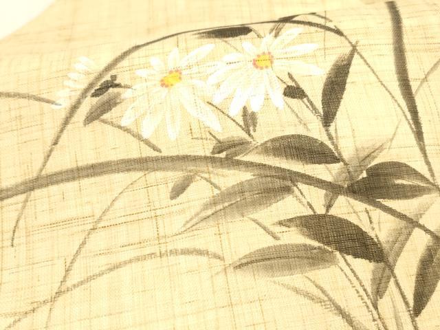 平和屋着物＊夏物 九寸名古屋帯 手描き 草花文 麻 逸品 DAAW4497cm