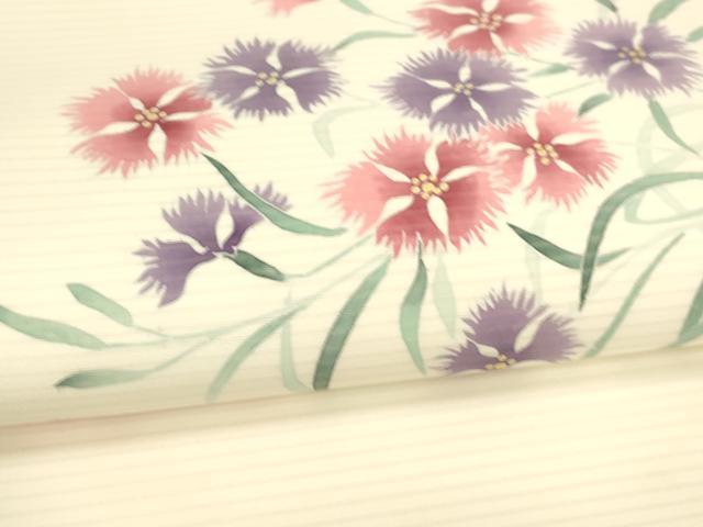 平和屋着物＊夏物 絽塩瀬 九寸名古屋帯 手描き 草花文 金彩 正絹 逸品 DAAW4498cm