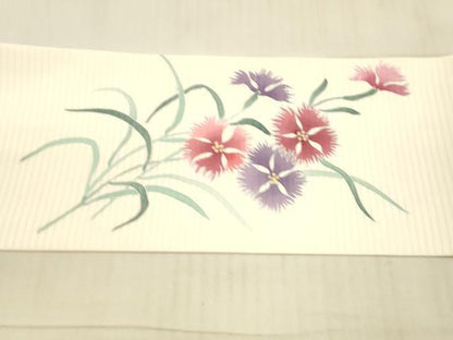 平和屋着物＊夏物 絽塩瀬 九寸名古屋帯 手描き 草花文 金彩 正絹 逸品 DAAW4498cm