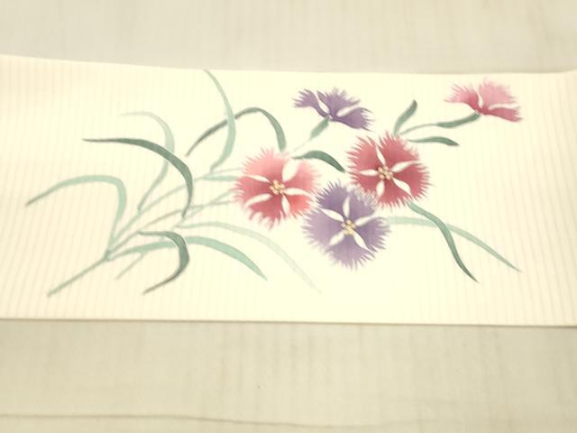平和屋着物＊夏物 絽塩瀬 九寸名古屋帯 手描き 草花文 金彩 正絹 逸品 DAAW4498cm