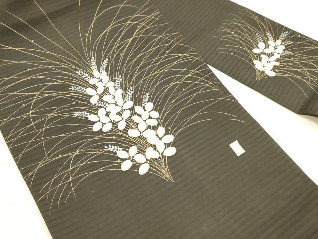 平和屋着物＊夏物 絽塩瀬 九寸名古屋帯 作家物 手描き 草葉文 金銀糸 正絹 逸品 DAAW4499cm