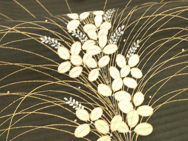 平和屋着物＊夏物 絽塩瀬 九寸名古屋帯 作家物 手描き 草葉文 金銀糸 正絹 逸品 DAAW4499cm