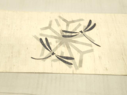 平和屋着物＊夏物 九寸名古屋帯 紬地 舞花蜻蛉文 正絹 逸品 DAAW4501cm