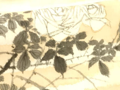 平和屋着物＊夏物 九寸名古屋帯 作家物 手描き 紬地 薔薇 草葉文 正絹 逸品 DAAW4502cm