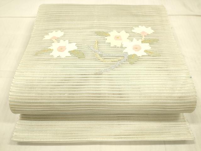 平和屋着物＊夏物 絽綴れ 八寸名古屋帯 草花文 金銀糸 正絹 逸品 DAAW4504cm