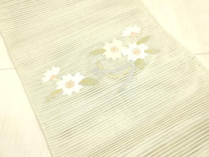 平和屋着物＊夏物 絽綴れ 八寸名古屋帯 草花文 金銀糸 正絹 逸品 DAAW4504cm
