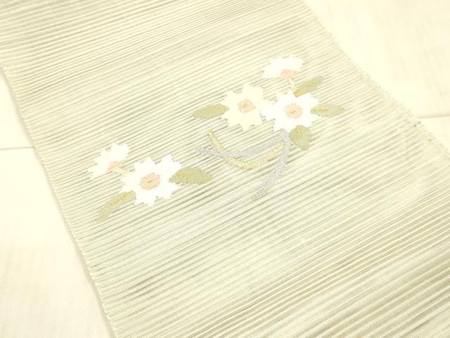 平和屋着物＊夏物 絽綴れ 八寸名古屋帯 草花文 金銀糸 正絹 逸品 DAAW4504cm
